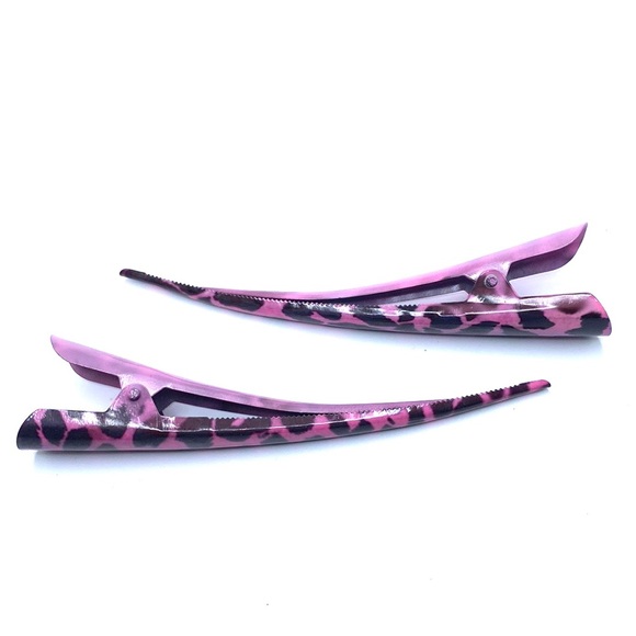 Updo Hair Clips Pink Animal Print Set Of 2 5” - Picture 3 of 4